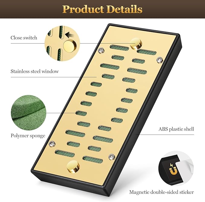 High-end Cigar Humidifier, Rectangular Cigar Humidifier Regulator with Manual Humidity Control Function, Cigar's Guardian Expert to Keep Cigars Fresh (Gold) - Image 2