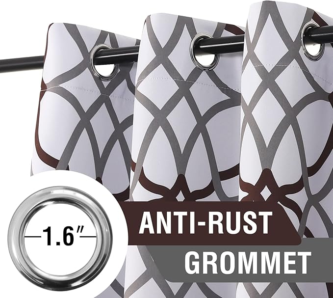 H.VERSAILTEX Blackout Curtains 63 inch Length 2 Panels Set Thermal Curtains & Drapes Window Treatment Noise Reducing Geometric Modern Grommet Living Room Curtains for Bedroom - Brown and Gray - Image 3