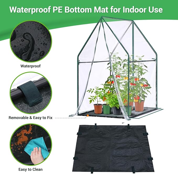Mini Greenhouse for Indoor Outdoor: Ohuhu Portable Green House with Waterproof Pad for Small Plants Nursery Germination, 36"x36"x58.5" Heavy-Duty PVC Cover Tent Humidity Dome Seedling Accessory - Image 4