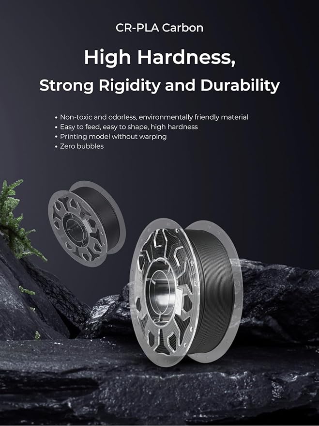Creality Carbon Fiber Filament 1.75mm, 3D Printer Filament, 1kg (2.2lbs) Spool, No Warp Enhanced Toughness, ±0.03mm Accuracy Printing Filament, for K1C/ K1 Max & More (Carbon Fiber) - Image 2