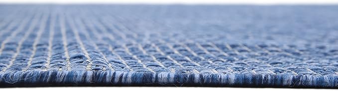 Unique Loom Collection Casual Transitional Solid Heathered Indoor/Outdoor Flatweave Area Rug (7' 1" x 10' Rectangle, Blue/Navy Blue) - Image 10
