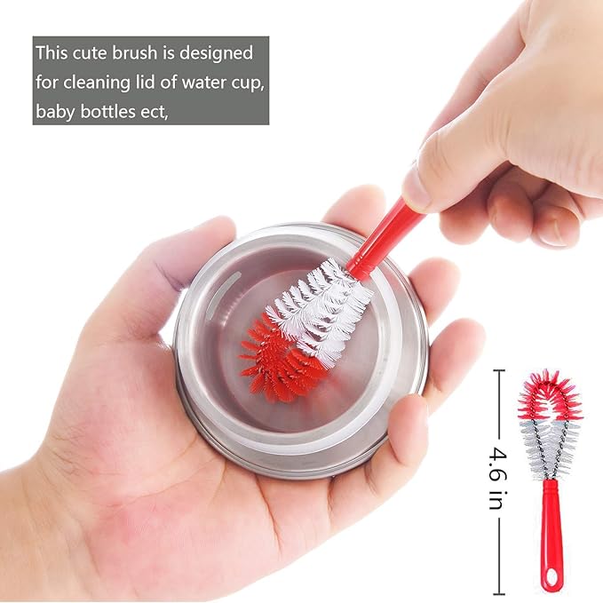 ALINK 8-Pack Red Bottle Brush Cleaner Set - Long Cleaning Brush for Narrow Neck Wine/Beer Bottles, Thermos, Hummingbird Feeder, Spout, Lids and Straws - Image 7