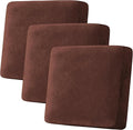 H.VERSAILTEX Velvet Stretch Couch Cushion Cover Plush Cushion Slipcover for Chair Loveseat Sofa Cushion Furniture Protector Seat Cushion Sofa Cover (3 Piece XL Sofa Cushion Covers, Burnt Brick) by HVERSAILTEX