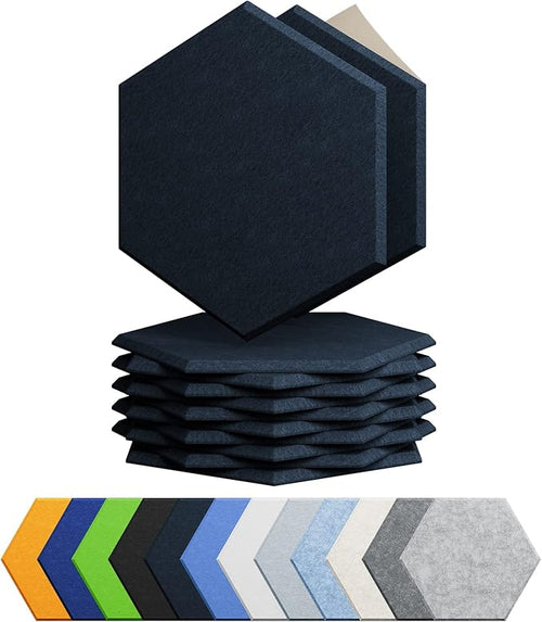 12 Pack Acoustic Panels Self Adhesive Sound Proof Foam, High Density Sound Acoustic Panel, 12X10.23X0.4 Inch Hexagon Panels in Home, Office, Reccording Room, Studio,and more(Dark Blue) by Amantech
