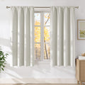 NICETOWN Natural Faux Linen Room Darkening Rod Pocket Curtains 63 inch Length, W42 x L63, Light Blocking Thermal Insulated Noise Reducing Drapes for Bedroom Living Room Farmhouse Decor, 2 Panels by NICETOWN