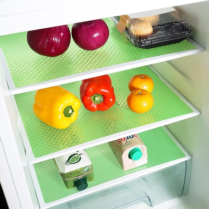 Green Fridge Liner Shelf Liners for Kitchen Cabinet Refrigerator Liners Waterproof & Oil-Proof Kitchen Cupboard Liner Non Adhesive Drawer Mats EVA Material for Shelves 11.8 x 393.7 Inches - Image 2