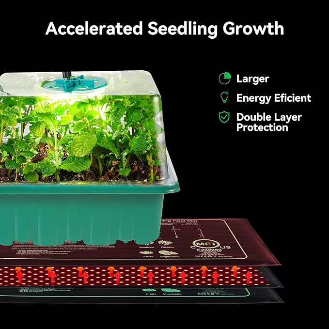 Seed Starter Trays with Grow Lights and Heat Mat, 72 Cells Seed Starter Kit with Lights, 3 Lighting Mode, 4 Timing Set, Germination Kit for Seed Starting Trays with High Humidity Control Domes - Image 5