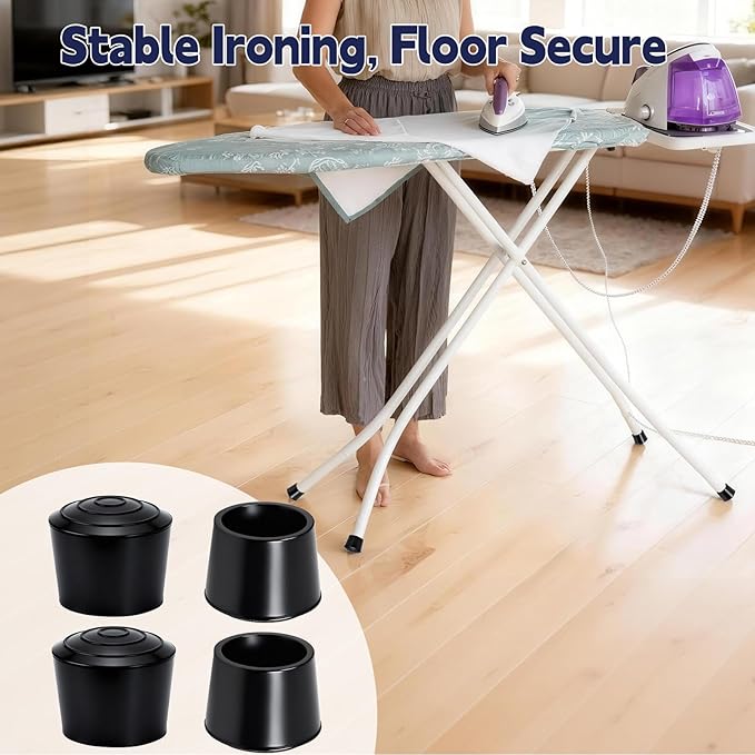 4 Pack Ironing Board Feet Caps, Round Rubber Leg Tip Protectors, Non-Slip Ironing Board Foot Replacement Caps, Soft Rubber Easy to Slip-On, Protect Floor from Scratch and Minimize Noise, Black - Image 7