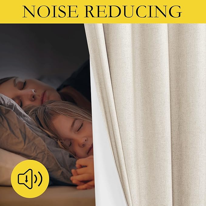 NICETOWN Beige 100% Blackout Short Curtains 68" Lenghth Burg for Kitchen, 2 Panels, Beige Linen Drapes with Thermal Insulated White Liner, Keeping Out Cold Air and Heat Panels - Image 4