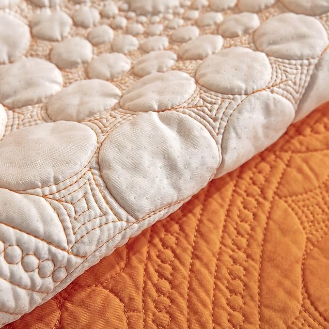 vctops Boho Circle Embroidery Couch Sofa Cover Solid Color Cotton Quilted Non-Slip Sectional Couch Covers Sofa Slipcover for Dogs, Children, Pets Furniture Protector (Orange,36"x47") - Image 5
