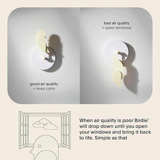 Birdie 2.0 - Design Indoor CO2 Monitor - Air Quality Meter for Home & Office - Modern Interior Decor - Visual Air Quality Sensor for Fresh Air - Wall Mounted - Swiss Sensor Technology-Dune, FullBirdie - Image 3