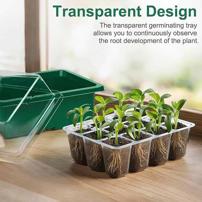 10 Pack Seed Starter Tray Seed Starter Kit (120 Cells Total Tray) with Adjustable Humidity Dome, Plant Germination Trays, Seed Starting Trays Mini Greenhouse Germination Kit for Seeds Growing Starting - Image 5