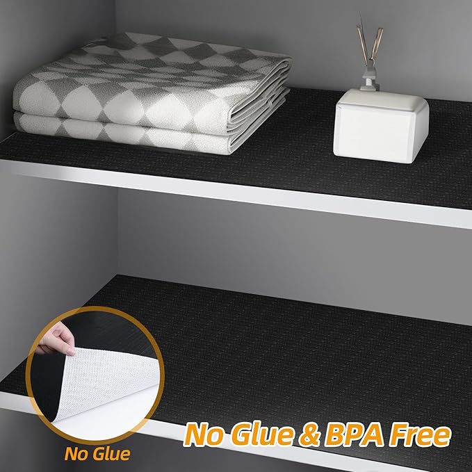 Shelf and Drawer Liner for Kitchen Cabinets Non-Adhesive, Strong Grip Non-Slip Thickened Cabinet Liners for Shelves, Waterproof Mats for Dresser Cupboard, Black, 23 in x 20 Feet - Image 6