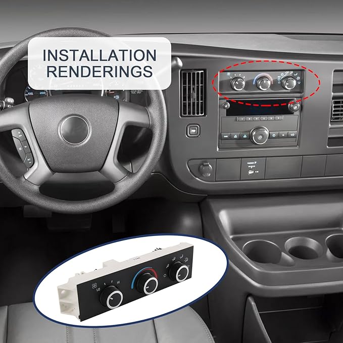Front A/C Heater Climate Control Module Compatible with 2001-2014 Chevrolet Express 1500 GMC Savana 1500 2001-2021 Chevrolet Express 2500 3500 GMC Savana 2500 3500 Replace# 599-293, ‎15773676 - Image 7
