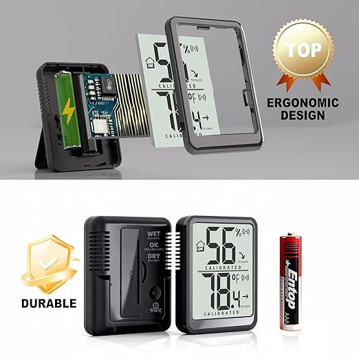 Antonki 2 Pack Room Thermometer Small Hygrometer Indoor Humidity Monitor Sensor, Digital Temperature and Humidity Meter Gauge for Home, Baby Nursery, Reptile, Greenhouse - Battery Included - Image 5