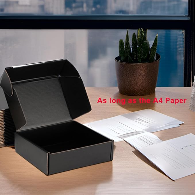 Small Shipping Boxes 10x10x3 Inch (25 Pack) - Sturdy Black Corrugated Cardboard Boxes for Small Business, Ecommerce, Mailing & Packaging | Recyclable Gift & Storage Boxes - Image 4