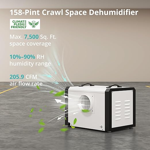 Kesnos Large Commercial Dehumidifier 158 Pints with Pump and Drain Hose for Space up to 7500 Sq. Ft. - 24 Hr Timer Ideal for Basements, Industrial Space, Crawlspace - Includes Remote Control - Image 2
