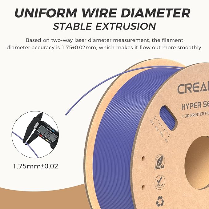 Official Creality Hyper PLA Filament 1.75mm, High Speed PLA 30-600mm/s Rapid 3D Printer Filament, Dimensional Accuracy +/-0.02mm, Fit Most FDM 3D Printers, 1KG(2.2lbs) Spool Very Peri - Image 4