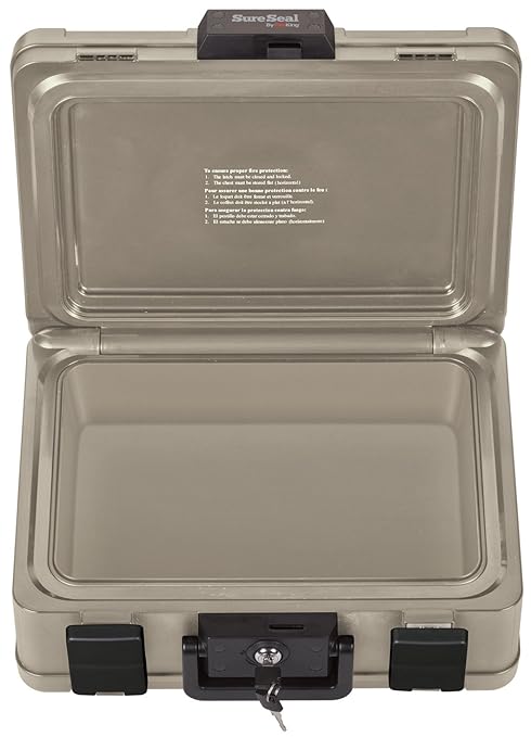 FireKing SureSeal Fire Safe with Key Lock, 1 Half Hour Fire Rated, UL Rated & 100 Hour Water Resistant Home Safe, Portable Home Safes, Taupe - Image 2