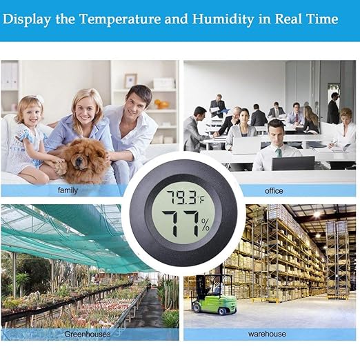 4-pack Mini Hygrometer Thermometer Fahrenheit Indoor Room Round Humidity Temperature Gauge for 3D Printer Home Jars Reptile Incubator Guitar Case - Image 6
