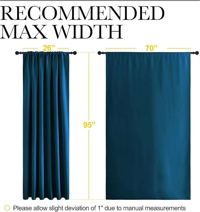 NICETOWN 2 Panels Blackout Curtains, Rod Pocket Thermal Insulated Drapess for Bedroom, Privacy Protection Easy-Care Heavy Duty Curtains for Living Room/Dining Room, W70 x L95 inches, Moroccan Blue - Image 6