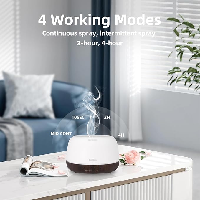 300ML Essential Oil Diffuser, Small Aromatherapy Diffuser with Remote Control, 7-Color LED Light,4 Timer, Quiet,Auto-Off, Easy to Use,for Home,Bedroom,Office - Image 6