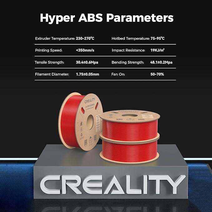 Creality Hyper ABS Filament, Official 3D Printer Filament ABS 1.75mm for High-Speed Printing Convenient Open Printing Material, 1kg(2.2lbs) Spool Fit Most 3D Printer (Red) - Image 9