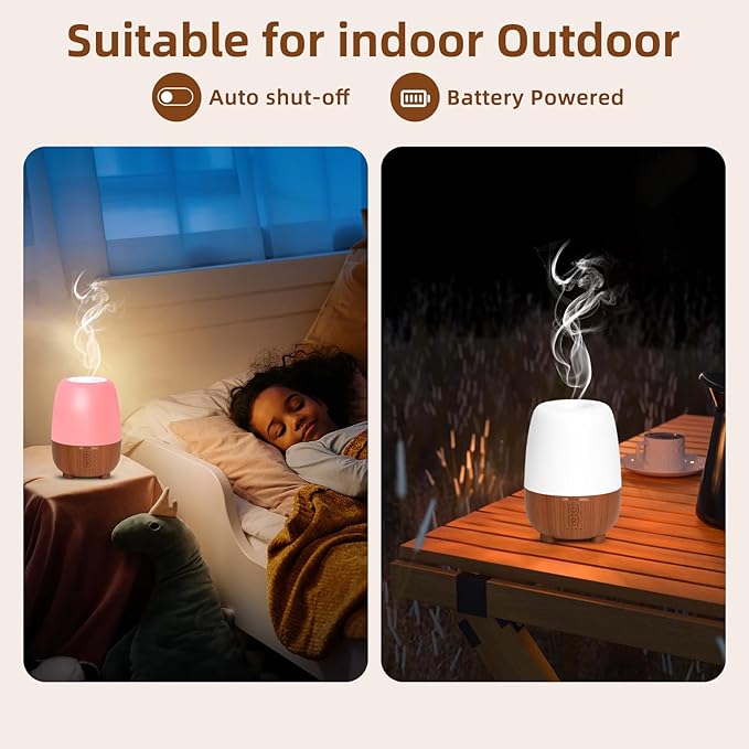 150ML Rechargeable Battery Operated Essential Oil Diffuser, Portable Cordless Aromatherapy Diffuser,7-Hour Runtime with 7 LED Color Changing Lightsfor Home,Office,Outdoor - Image 6