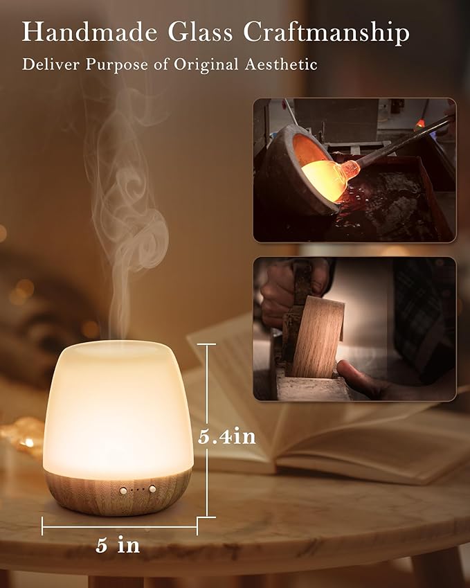 Glass Essential Oil Diffuser, 180ml Ultrasonic Aroma Diffuser for Essential Oil Large Room, Auto-Off Timer & Night Light, Quiet, Air Diffusers for Home Bedroom Office, Gift Idea - Image 5