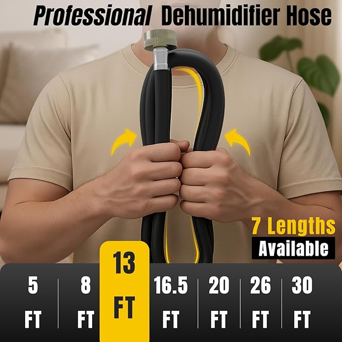 26FT Dehumidifier Drain Hose with 3/4 Inch FHT Leak-Proof and Rust-Resistant Connector Portable AC Tangle-Free Thickened Drain Hose Indoor Perfectly Fit Most Dehumidifier Models - Image 2
