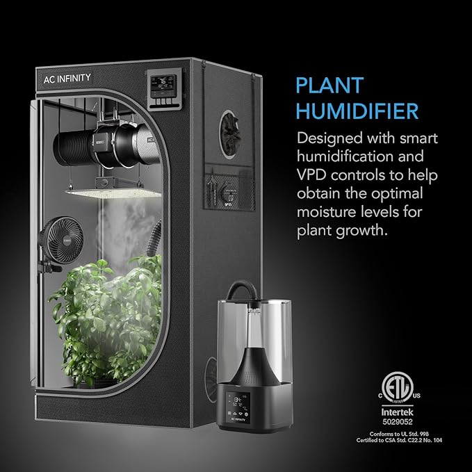 AC Infinity CLOUDFORGE T3, Plant Humidifier 4.5L with VPD Humidity Controls, 10-Level Precision Vaporizer, Extendable Targeting Hose and No-Leak Seal for Grow Tents - Image 2