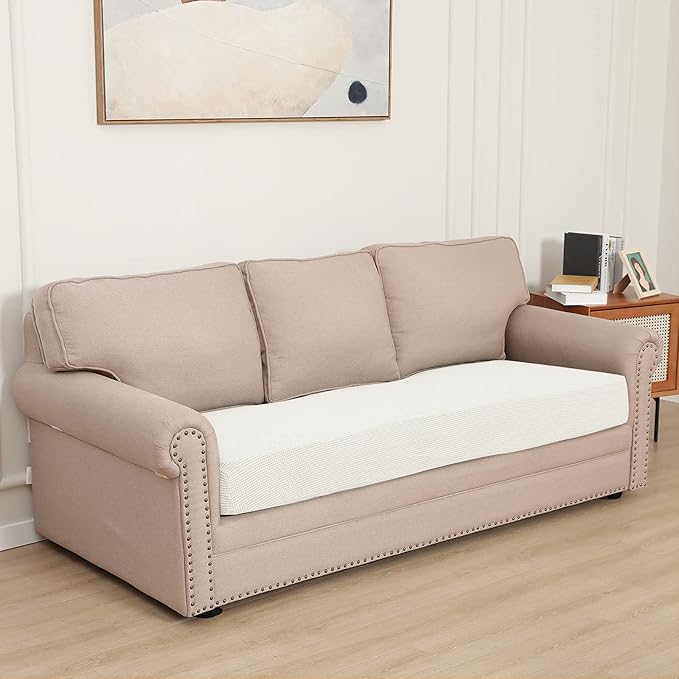 Easy-Going Stretch Cushion Cover Sofa Cushion Furniture Protector Sofa Seat Sofa Slipcover Sofa Cover Soft Flexibility with Elastic Bottom (Sofa Cushion, Cream) - Image 2