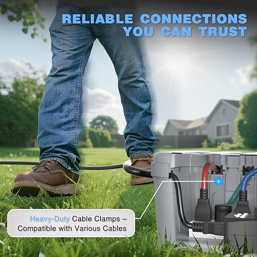 Flemoon Outdoor Electrical Box Waterproof, IP54 Waterproof Extension Cord Cover, Protect Outlet, Plug, Socket, Timer, Power Strip, Holiday Light, Large Weatherproof Connection Box, Light Grey - Image 8