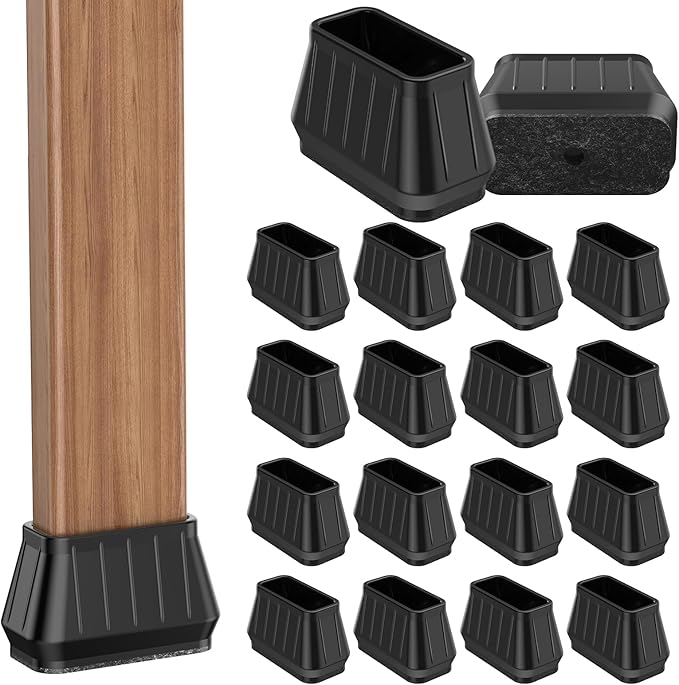 24PCS Rectangular Chair Leg Floor Protectors for Hardwood Floors, Thicken Rubber Chair Leg Cap Covers, Non Slip Furniture Leg Pads to Protect Wood Tile Floors from Scratches and Reduce Noise by Violibar