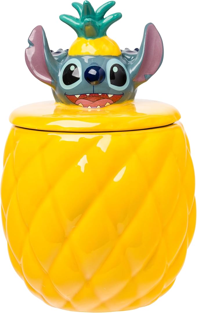 Silver Buffalo Disney Lilo and Stitch Pineapple Tropical 3D Sculpted Ceramic Cookie Snack Candy Jar (Medium) by SilverBuffalo