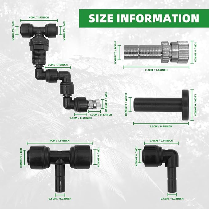 2 Pack Reptile Mister Nozzles, 1/4'' Reptile Misting Nozzles, Adjustable Reptile Fogger Fine Mist Nozzles for Full Water Coverage, Replacement Micro Spray Nozzles for Reptile Terrarium Tank - Image 2