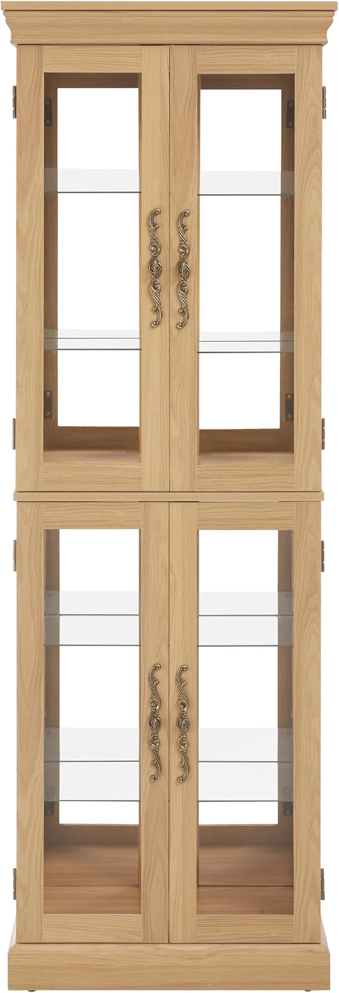 Lighted Glass Curio Cabinet with Lights & Adjustable Shelves,Corner Curio Display Cabinet with Wood Frame (Free Standing,Light Bulb Include) - Image 6