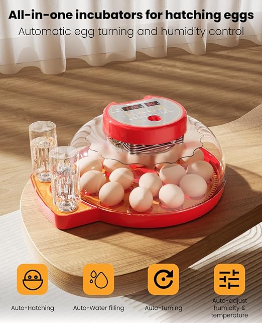 18 Incubators for Hatching Eggs with Automatic Egg Turning and Humidity Control Automatic Water Refill,Egg Candler Nature Right 360 Incubator Duck Quail Chick Turkey Hatching Incubator - Image 3
