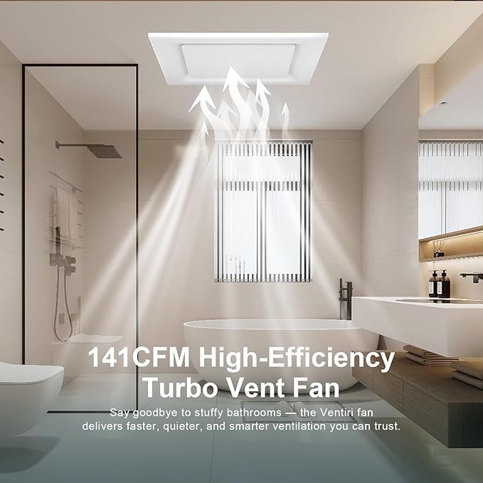 Bathroom Exhaust Fan, 12 INCH, Upgraded Quiet Square Vent Fans, 141 CFM, for Bathroom, Office, Home - Image 4