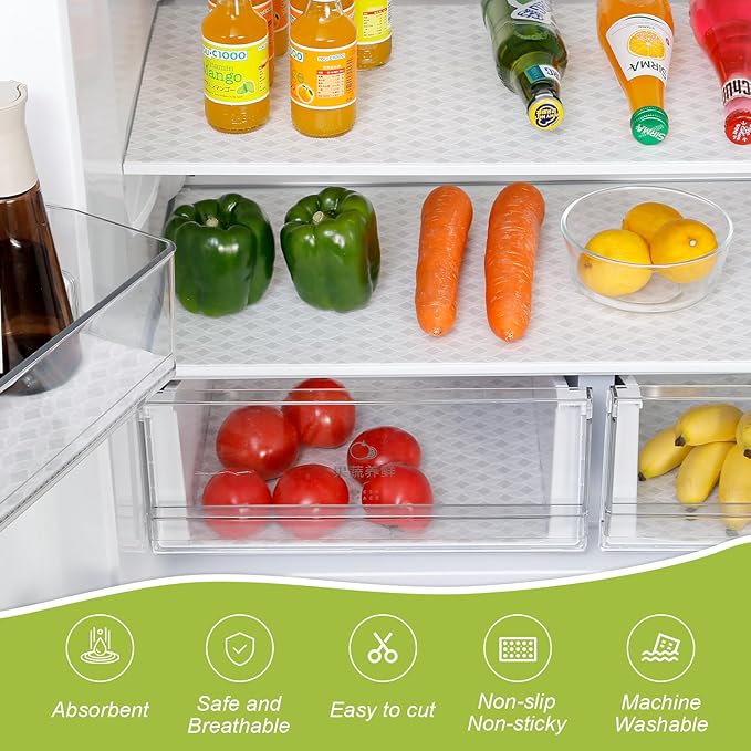 Cooyes 12 PCS Refrigerator Liners, 12" x 24" Non-Slip Fridge Liners Strong Absorbent Washable Non-Adhesive, Refrigerator Shelf Liners and Mats for Shelves, Drawers, Kitchen Cabinets(Gray Slate) - Image 2