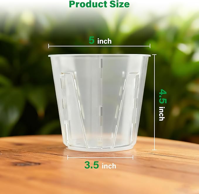 5 Inch Side-Open Orchid Pots 12 Pack, Clear Plastic Nursery Planters with Detachable Side Walls for Easy Repotting, Breathable Slotted Flower Pots with Drainage for Root Health - Image 2