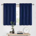 DWCN Short Curtains for Bathroom Windows 36 inches Length 2 Panels Set, Half Small Window Blackout Curtains for Kitchen, Rod Pocket Energy Saving Drapes (W42 x L36 Inch, Navy Blue) by DWCN