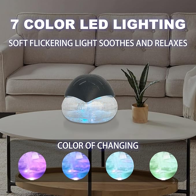 Air Freshener（Black） - for Home, Bedroom, Office and Warehouse - Essential Oil Aroma Diffuser with LED Color Night Light and Soothing Water Flow Sound - for Pets and Smokers. - Image 2