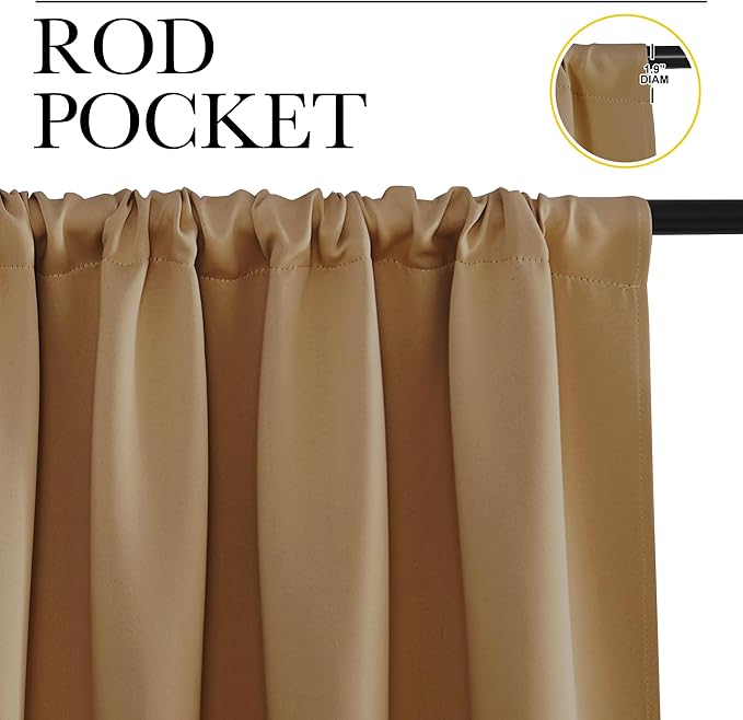 NICETOWN RV Blackout Curtains for Camper Windows, Gold Brown, 29" Wide by 50" Long, 2 PCs, Short Blackout Curtains & Drapes, Thermal Insulated Blackout Curtain Panels for Kids Room, Play Room - Image 2