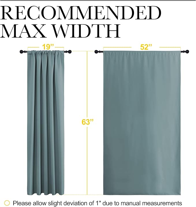 NICETOWN Greyish Blue Blackout Curtains Panels for Window, Thermal Insulated Rod Pocket Blackout Drapes/Draperies for Living Room (2 Panels, W52 x L63 inches) - Image 7