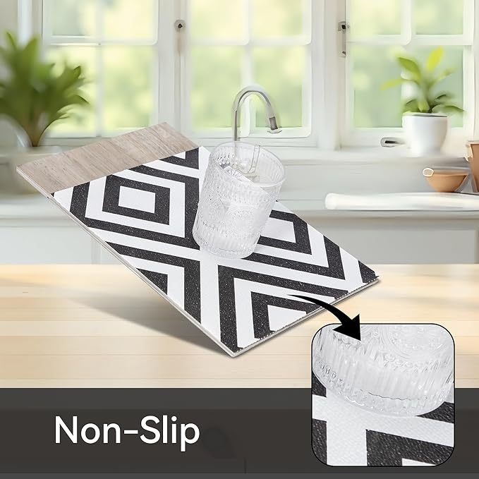 FIFTY FEET 18"x96" Non-Adhesive Shelf Liner for Kitchen Cabinets and Drawers, Washable Non-Slip PVC Cabinet Liner (Black Plaid)(4 Roll) - Image 2