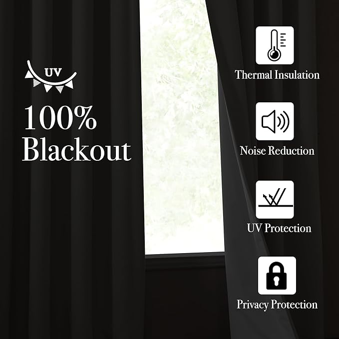 NICETOWN Faux Linen 100% Blackout 90 inch Curtains, Silver Grommet Thermal Insulated 2 Layers Window Treatments Sound Dampening for Living Room/Bedroom, Natural, W52 x L90, 2 Panels - Image 3
