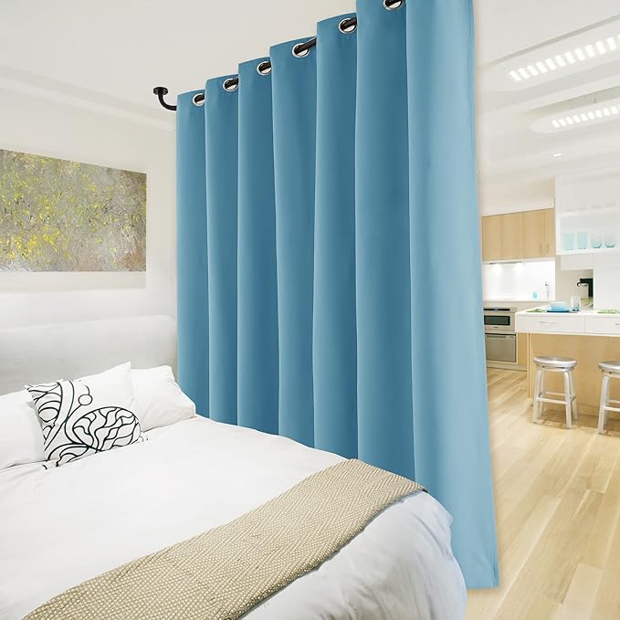 NICETOWN Total Shade Patio Door Curtain, Heavy-Duty Full Light Shading Sliding Door Drape Room Divider Curtain, Vertical Blind for Window（Teal Blue, 1 Panel, 100 inches Wide x 84 inches Long - Image 2