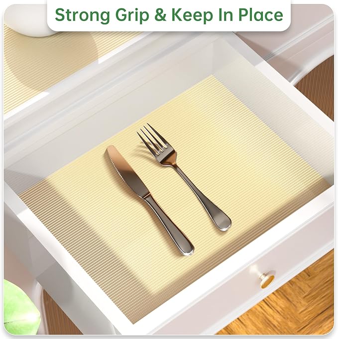 Shelf and Drawer Liner for Kitchen Cabinet, Non-Adhesive 12in x 240in Waterproof Durable Thickened EVA Material Easy-to-Cut Contact Paper Non Slip Mat for Refrigerator, Cupboard, Dresser - Image 6