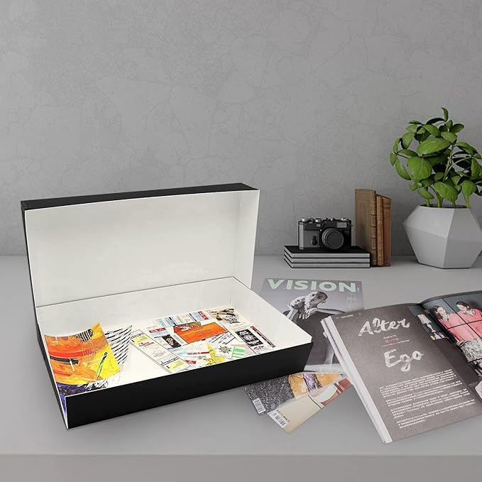 Lineco Museum Archival Storage Box, 11.75x18.25x3 in. Drop Front Design. Acid-Free with Metal Edge. Organize Photos, Pictures, Prints, Documents, Crafts, DIY. Black, 2Pack - Image 8